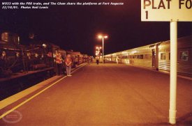 PRR&#039;s train and the &quot;Ghan&quot; share the platform at Port Augusta